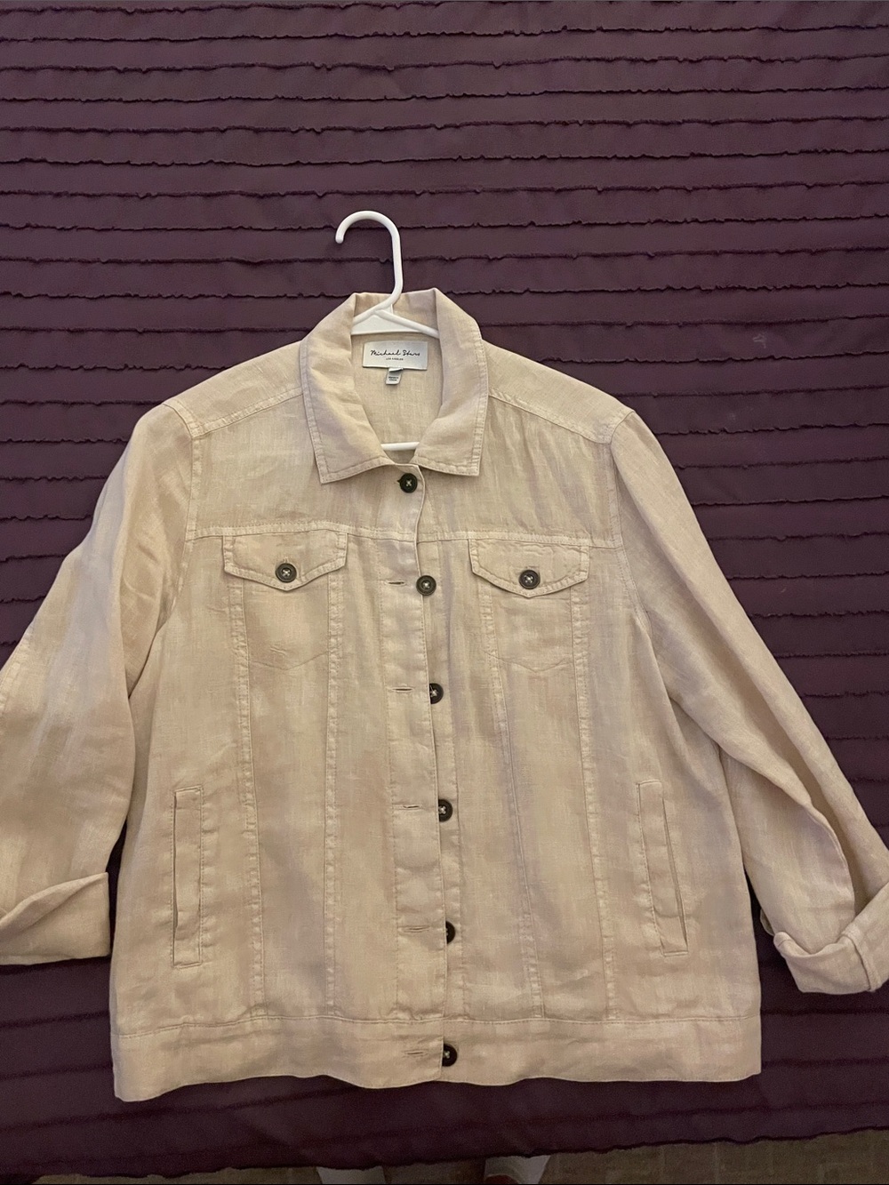 Michael Stars Cream Linen-Blend Button-Up Jacket